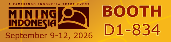 Banner with logo: Mining Indonesia. Date: September 9-10, 2026. Booth: D1-834
